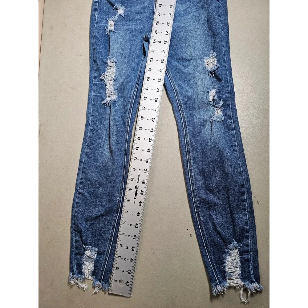 Wax Jean Los Angeles Distressed Skinny Jeans Blue Size 7/28 Distressed